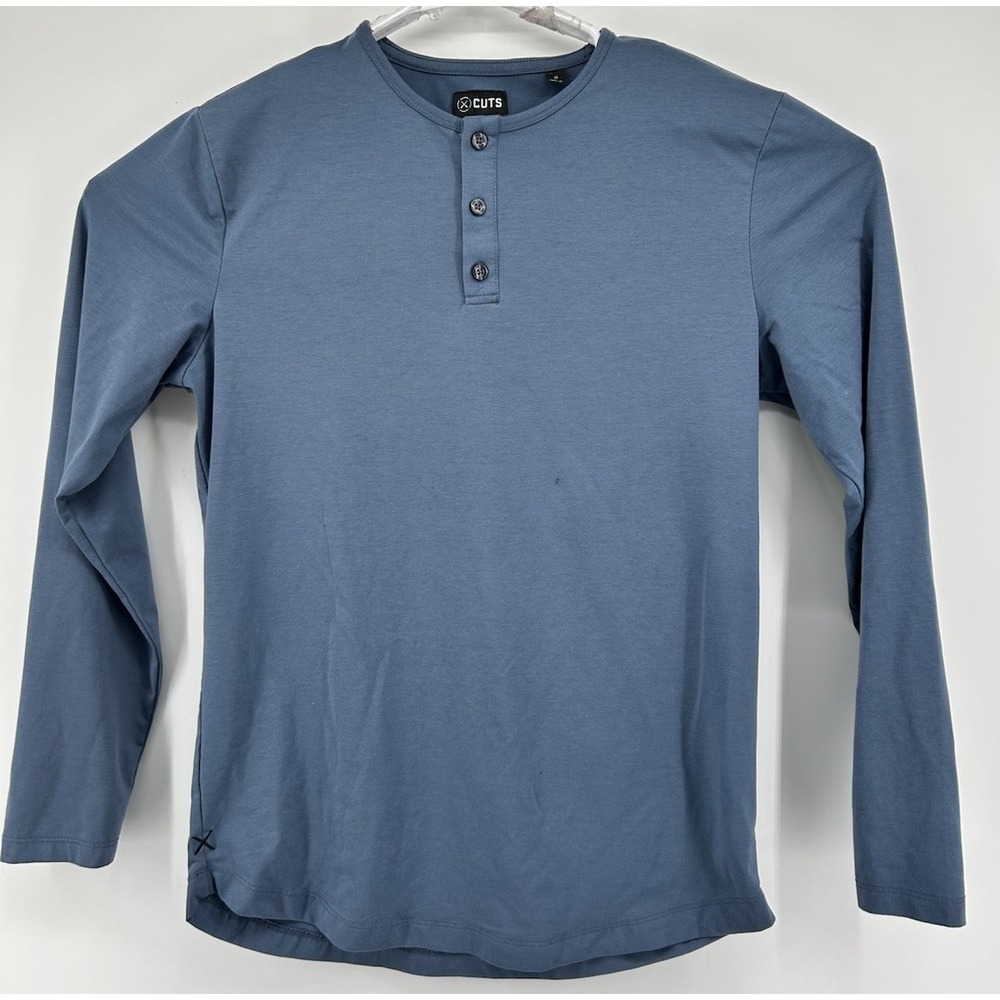Cuts Clothing Long Sleeve Quarter Button Long Sleeve Shirt Blue Men's Medium NEW